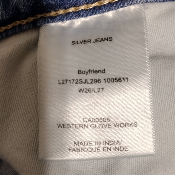 Silver Jeans Distressed Boyfriend Jeans Women's 26 Blue Boho Retro 90s Y2K Baggy - Picture 9 of 9